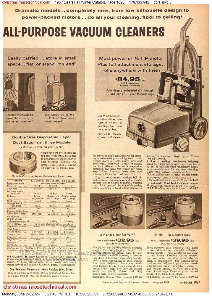 1957 Sears Fall Winter Catalog, Page 1026