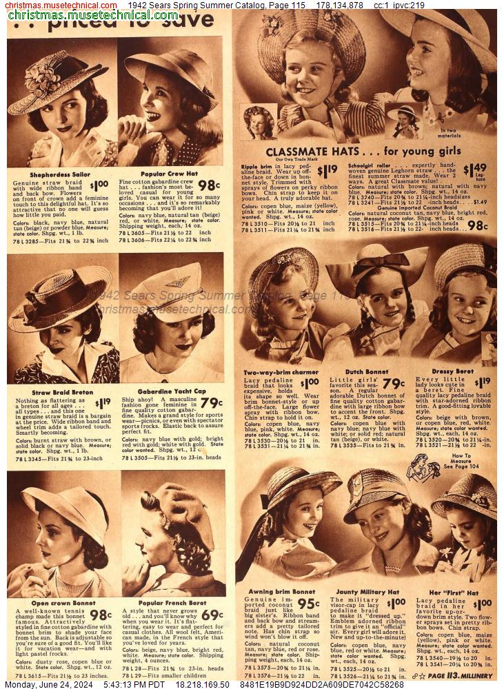 1942 Sears Spring Summer Catalog, Page 115