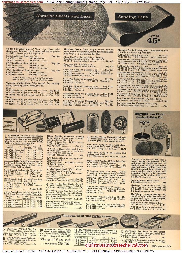 1964 Sears Spring Summer Catalog, Page 959