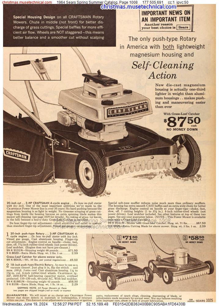1964 Sears Spring Summer Catalog, Page 1008