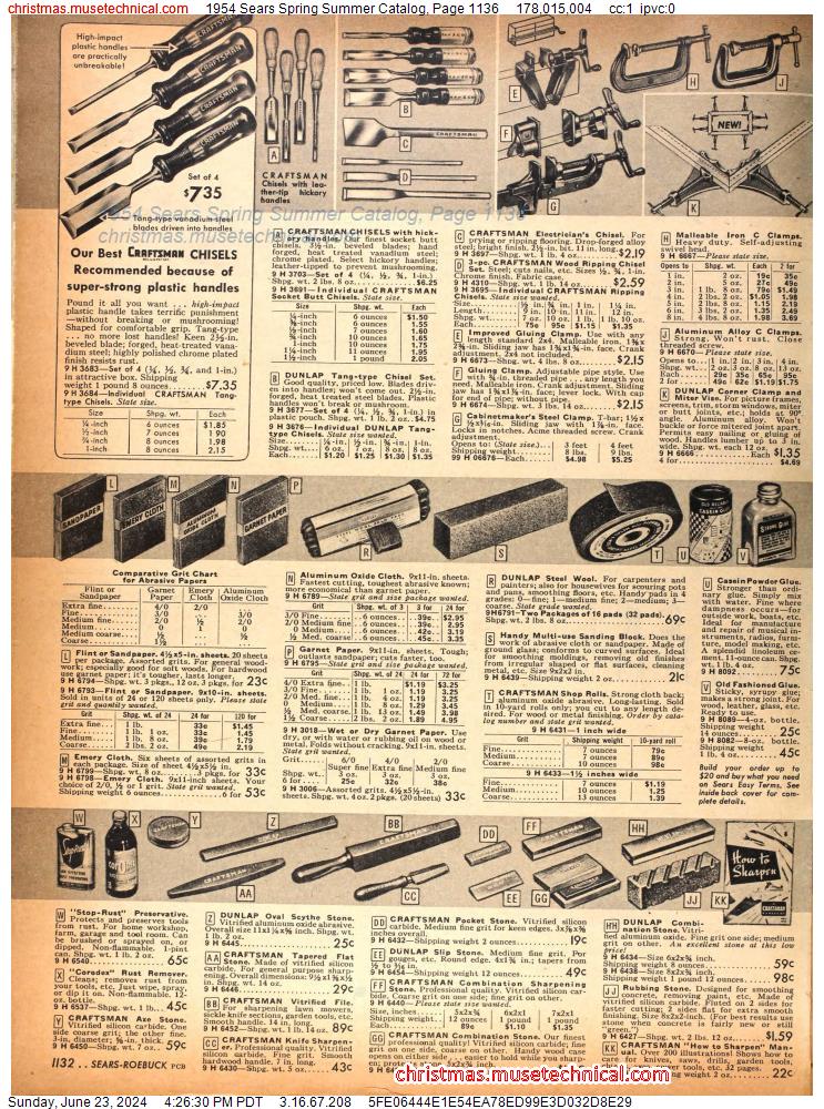 1954 Sears Spring Summer Catalog, Page 1136