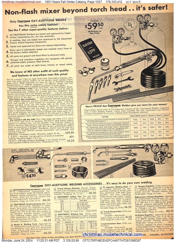 1951 Sears Fall Winter Catalog, Page 1257