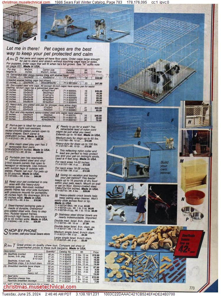 1986 Sears Fall Winter Catalog, Page 783