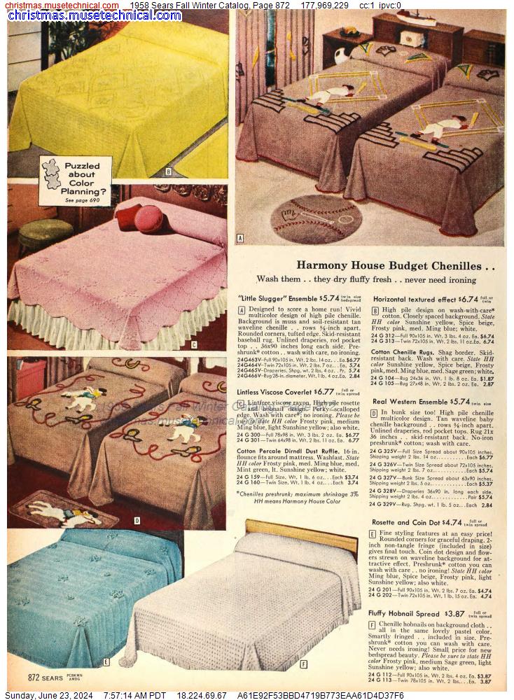 1958 Sears Fall Winter Catalog, Page 872