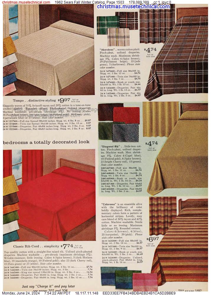 1962 Sears Fall Winter Catalog, Page 1503