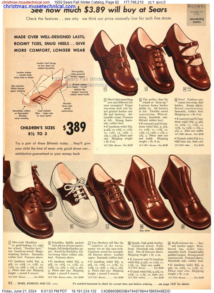 1950 Sears Fall Winter Catalog, Page 92