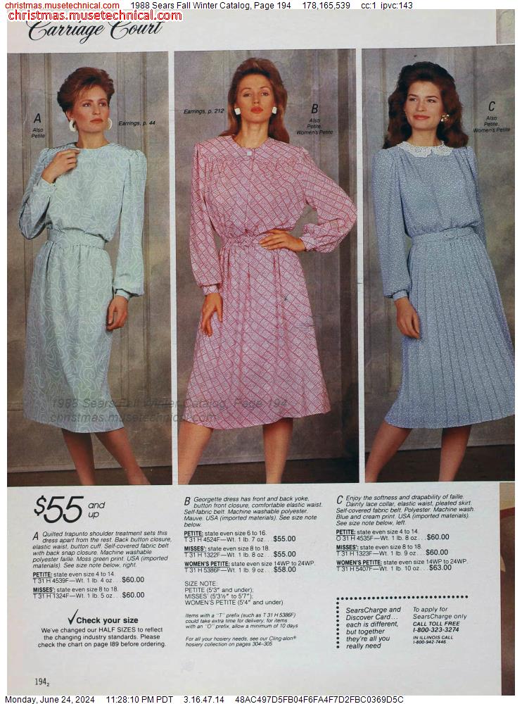 1988 Sears Fall Winter Catalog, Page 194