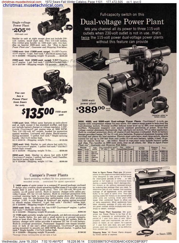 1972 Sears Fall Winter Catalog, Page 1101