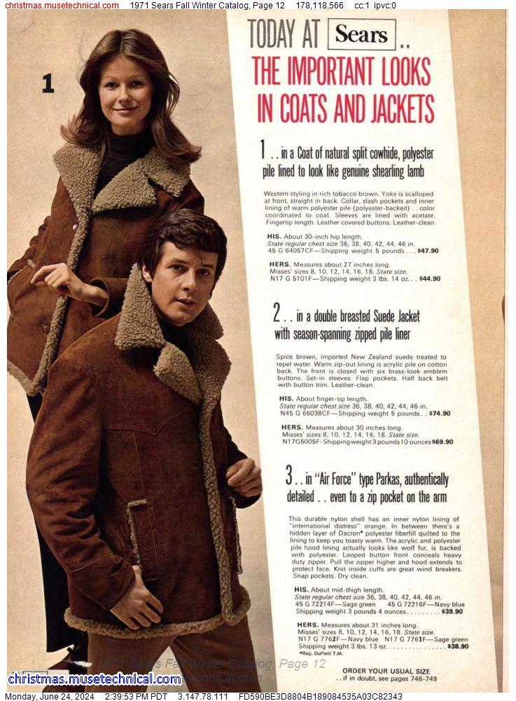 1971 Sears Fall Winter Catalog, Page 12