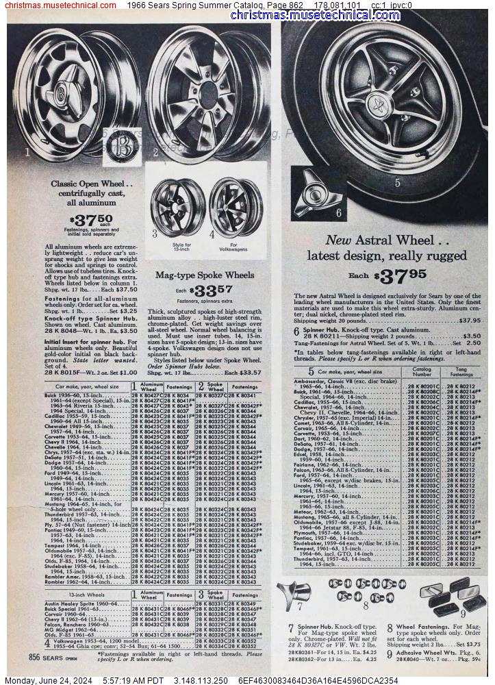 1966 Sears Spring Summer Catalog, Page 862