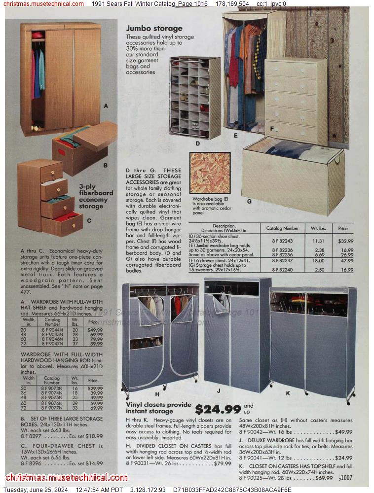 1991 Sears Fall Winter Catalog, Page 1016