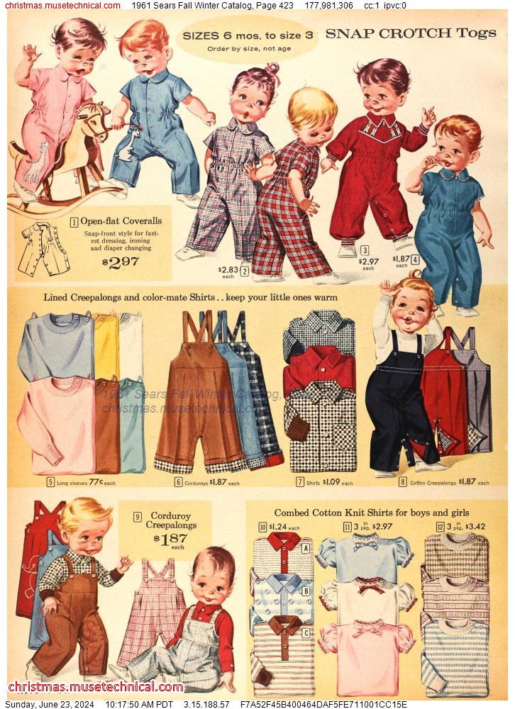 1961 Sears Fall Winter Catalog, Page 423