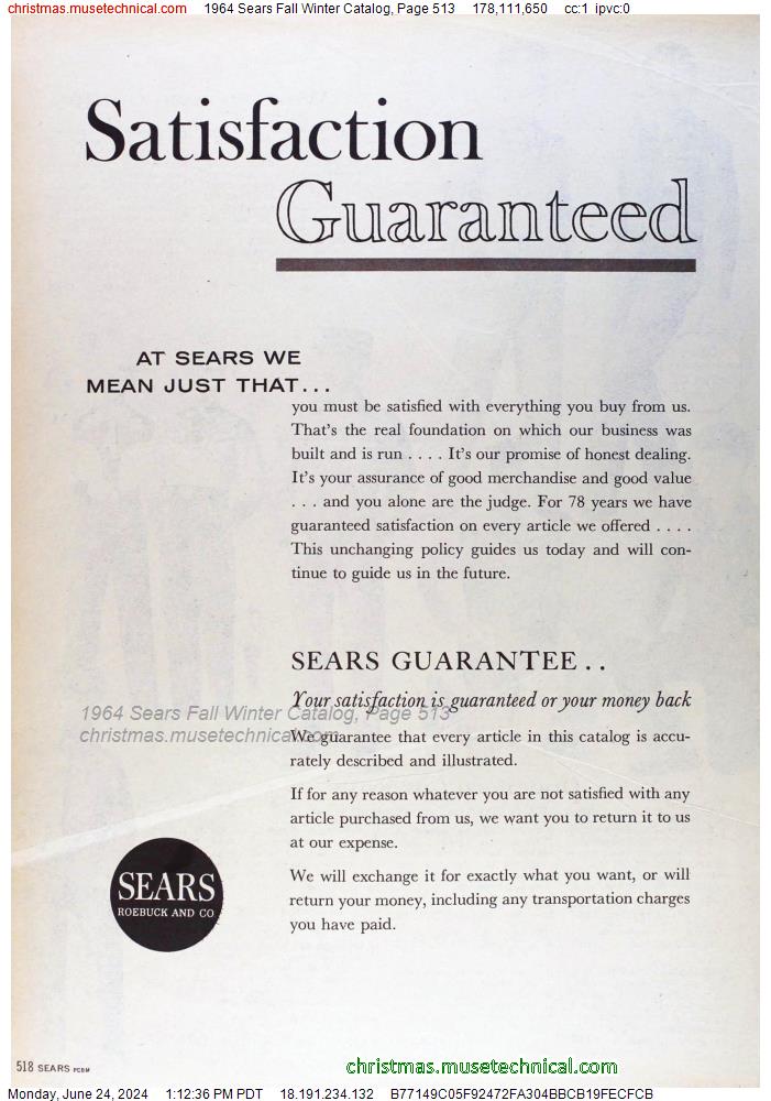 1964 Sears Fall Winter Catalog, Page 513