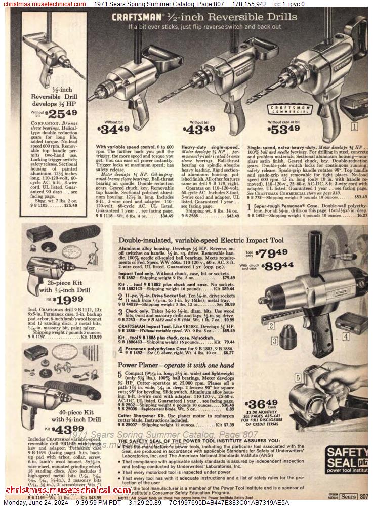 1971 Sears Spring Summer Catalog, Page 807