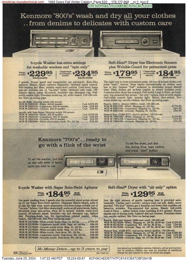 1968 Sears Fall Winter Catalog, Page 830