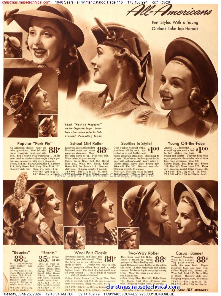 1940 Sears Fall Winter Catalog, Page 116