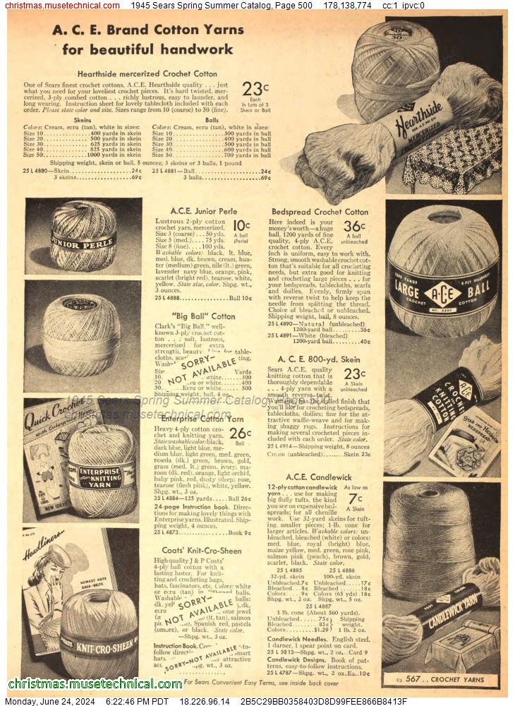 1945 Sears Spring Summer Catalog, Page 500