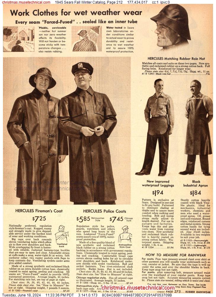 1945 Sears Fall Winter Catalog, Page 212