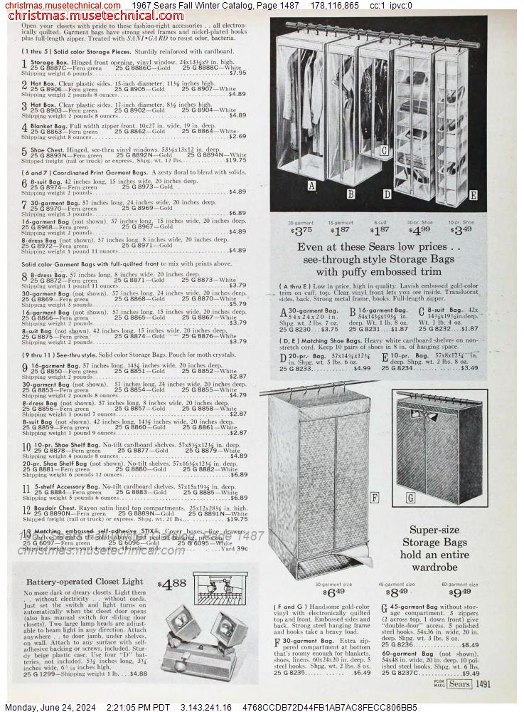 1967 Sears Fall Winter Catalog, Page 1487