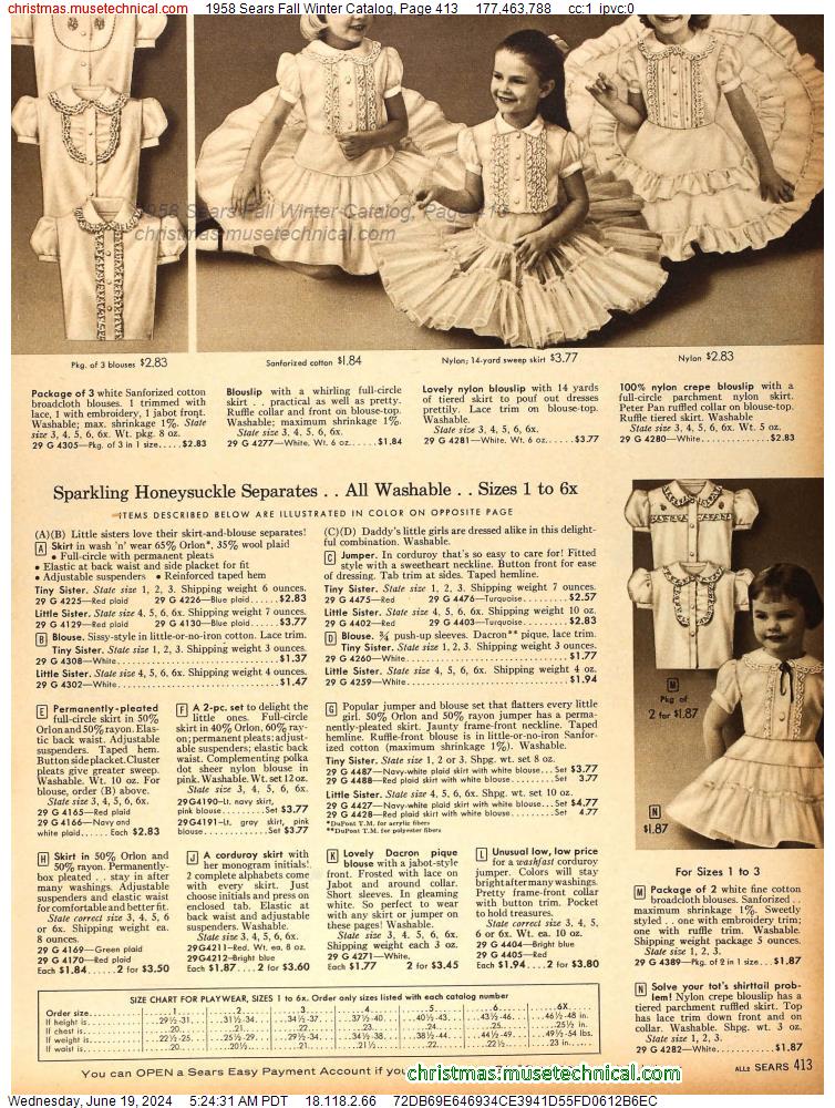 1958 Sears Fall Winter Catalog, Page 413