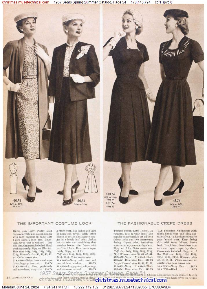 1957 Sears Spring Summer Catalog, Page 54