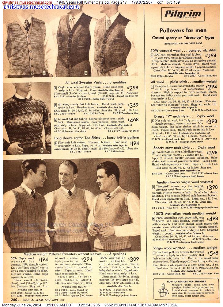 1945 Sears Fall Winter Catalog, Page 217