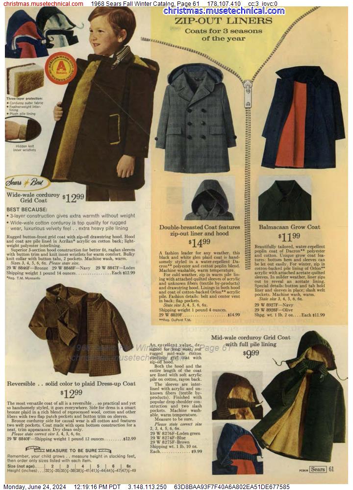 1968 Sears Fall Winter Catalog, Page 61