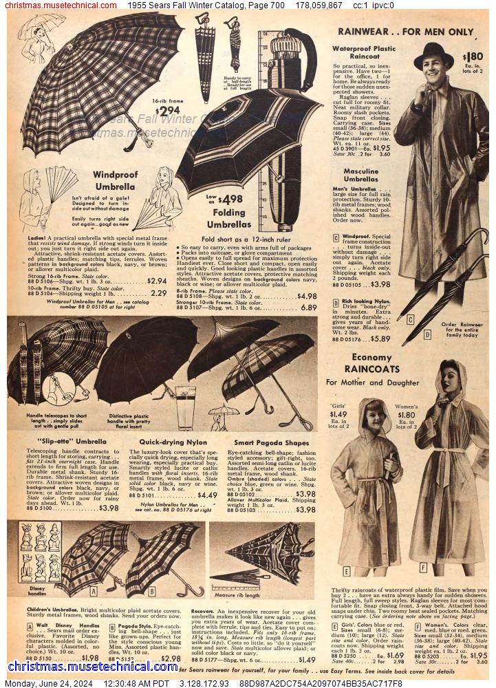 1955 Sears Fall Winter Catalog, Page 700