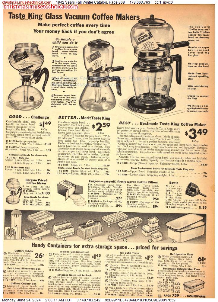 1942 Sears Fall Winter Catalog, Page 868