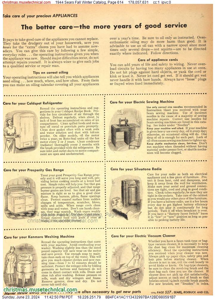 1944 Sears Fall Winter Catalog, Page 614