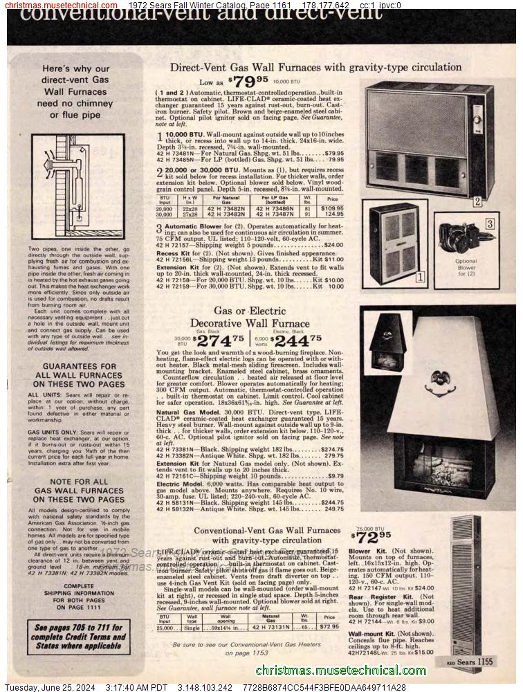 1972 Sears Fall Winter Catalog, Page 1161