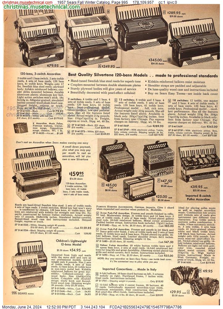 1957 Sears Fall Winter Catalog, Page 995