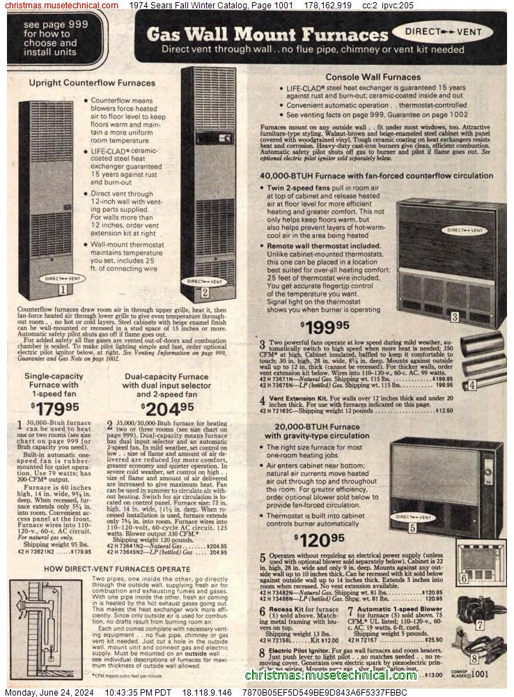 1974 Sears Fall Winter Catalog, Page 1001
