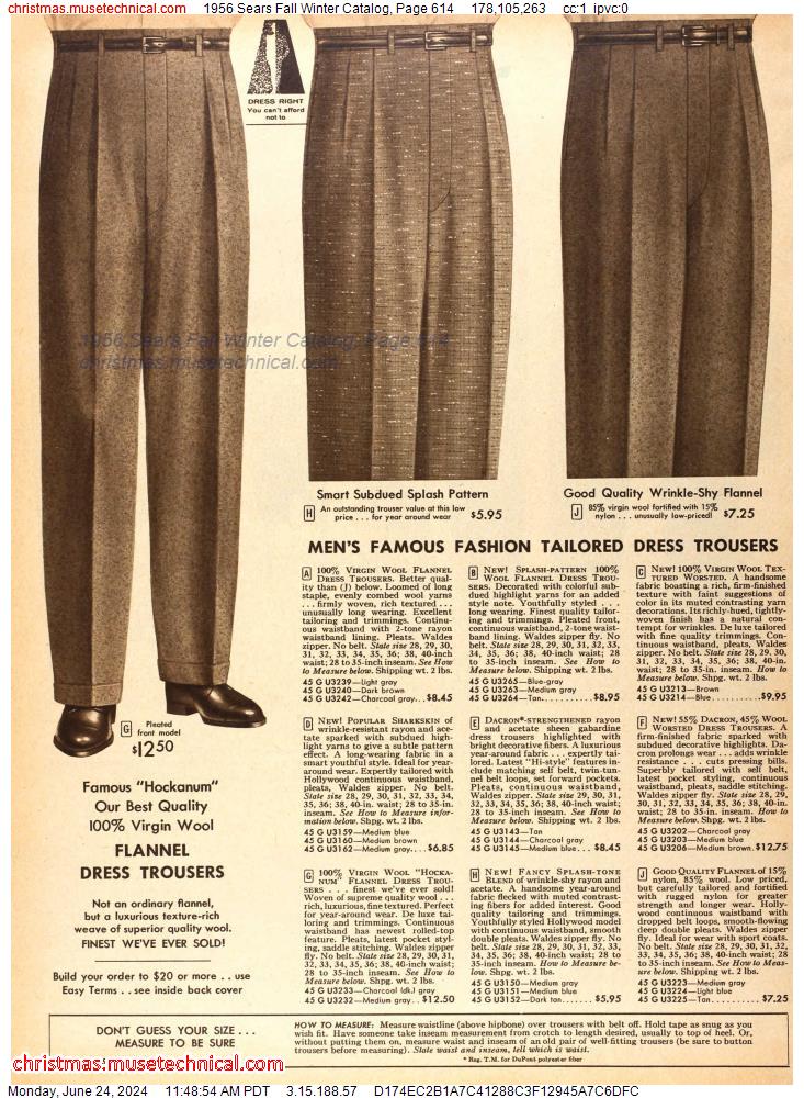 1956 Sears Fall Winter Catalog, Page 614