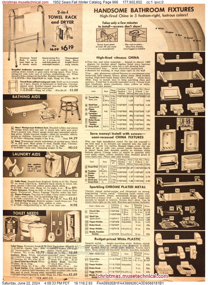1952 Sears Fall Winter Catalog, Page 966