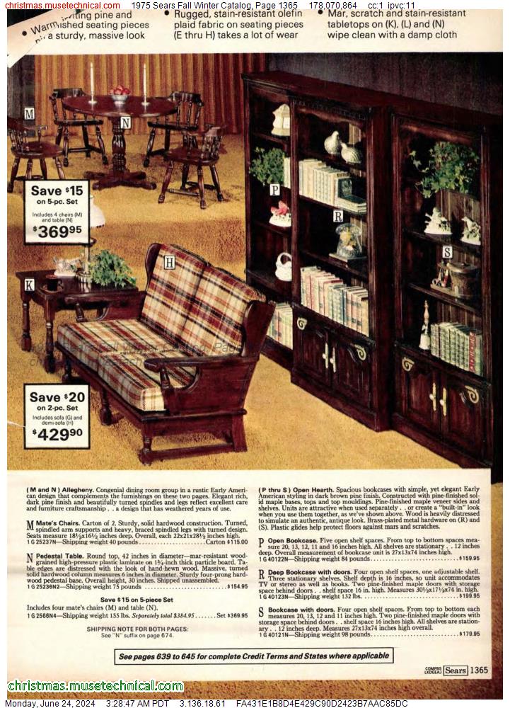 1975 Sears Fall Winter Catalog, Page 1365