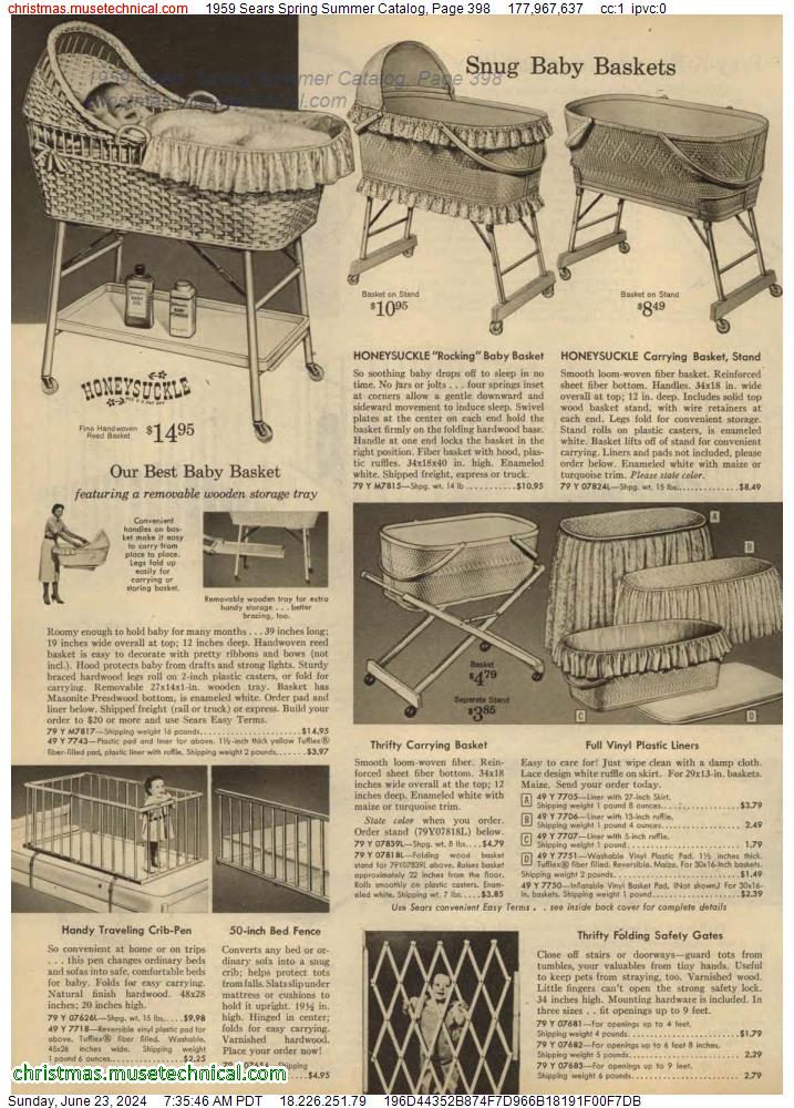 1959 Sears Spring Summer Catalog, Page 398