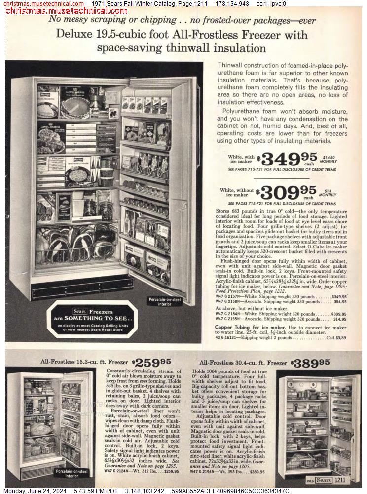 1971 Sears Fall Winter Catalog, Page 1211