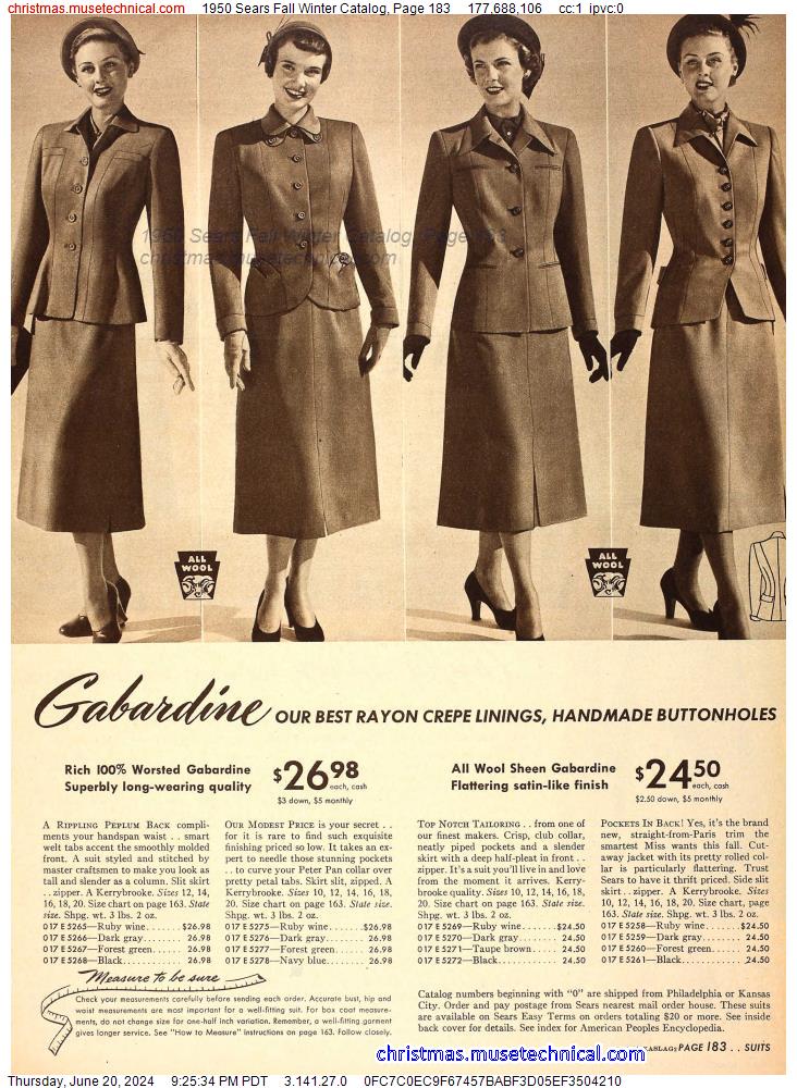 1950 Sears Fall Winter Catalog, Page 183