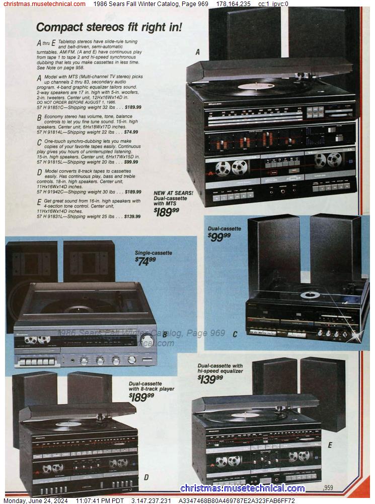 1986 Sears Fall Winter Catalog, Page 969