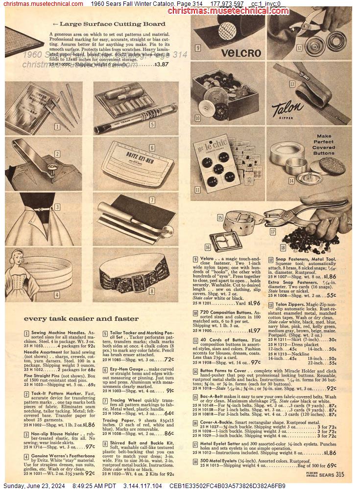 1960 Sears Fall Winter Catalog, Page 314