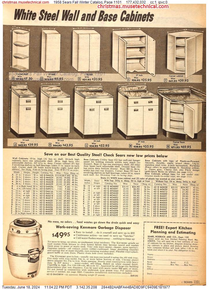 1958 Sears Fall Winter Catalog, Page 1101