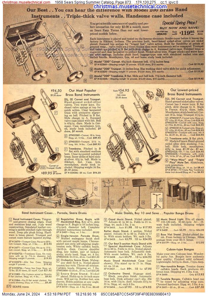 1958 Sears Spring Summer Catalog, Page 873
