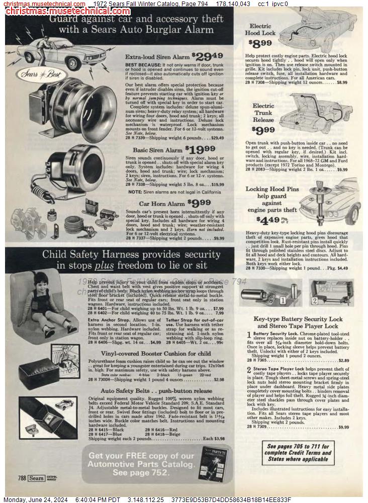 1972 Sears Fall Winter Catalog, Page 794