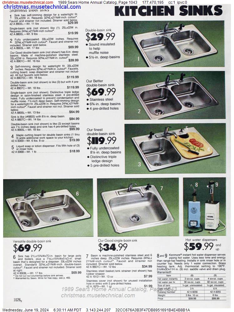 1989 Sears Home Annual Catalog, Page 1043