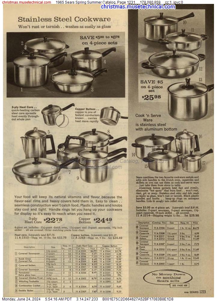 1965 Sears Spring Summer Catalog, Page 1231