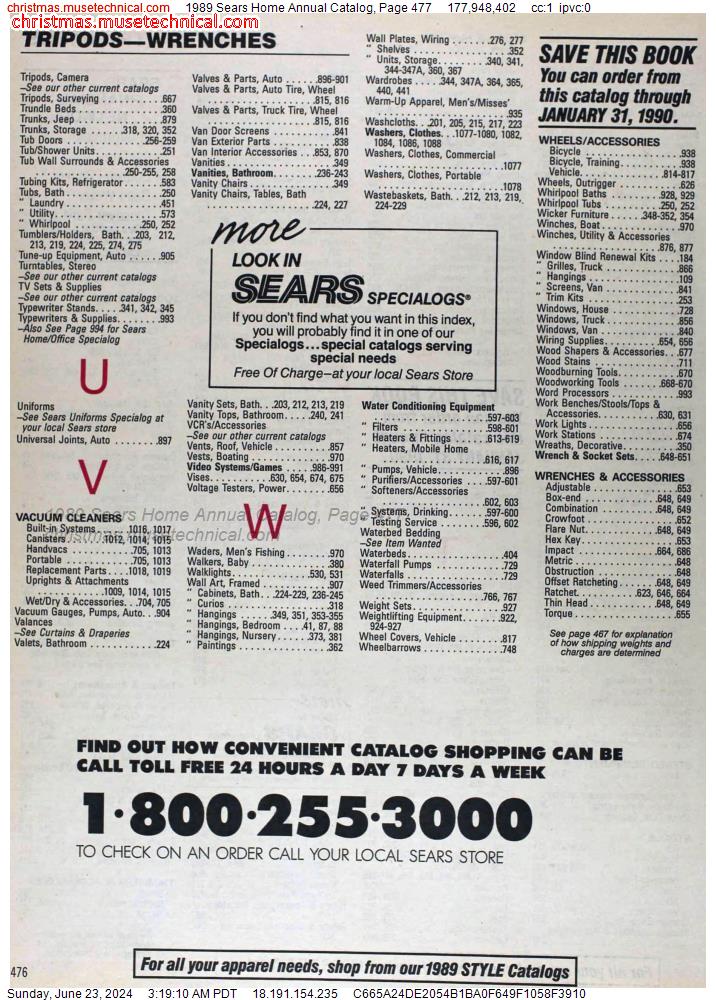 1989 Sears Home Annual Catalog, Page 477
