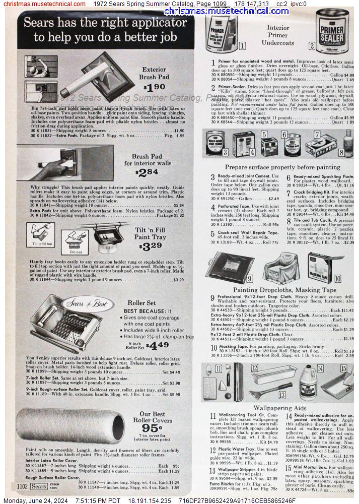 1972 Sears Spring Summer Catalog, Page 1099