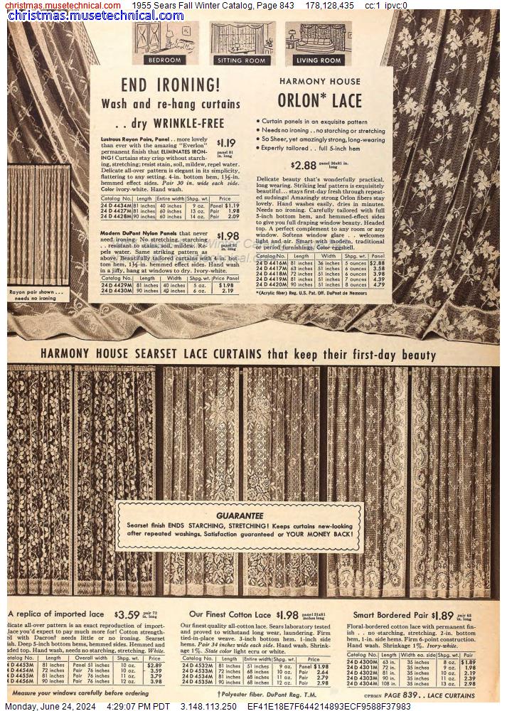 1955 Sears Fall Winter Catalog, Page 843