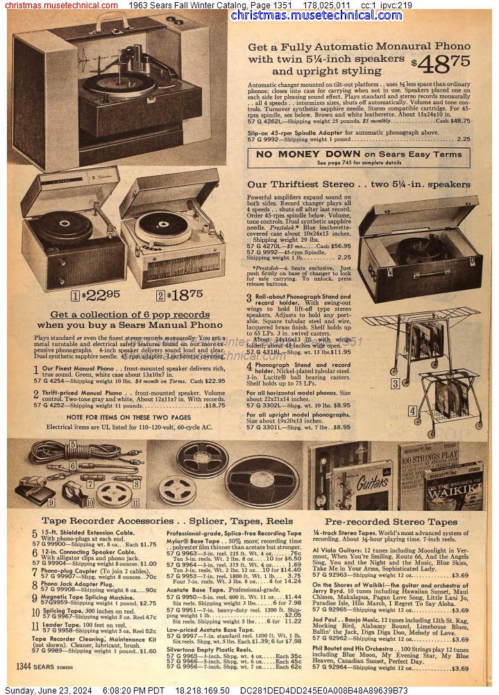 1963 Sears Fall Winter Catalog, Page 1351